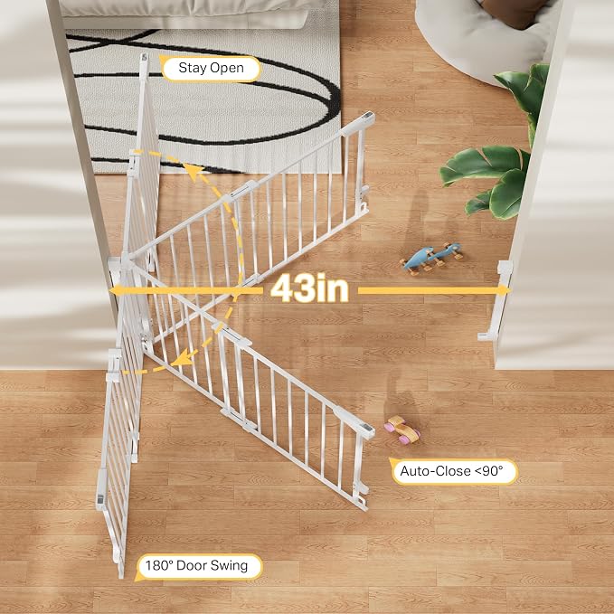 Cumbor 29.2–43" Baby Gate for Stairs, Wall-Mounted, Expandable No Bottom Bar - Image 9