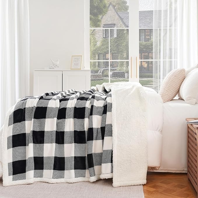 PU MEI Sherpa Fleece Throw Blanket 60" x 80" Reversible Plush Fluffy Large Big - Image 6