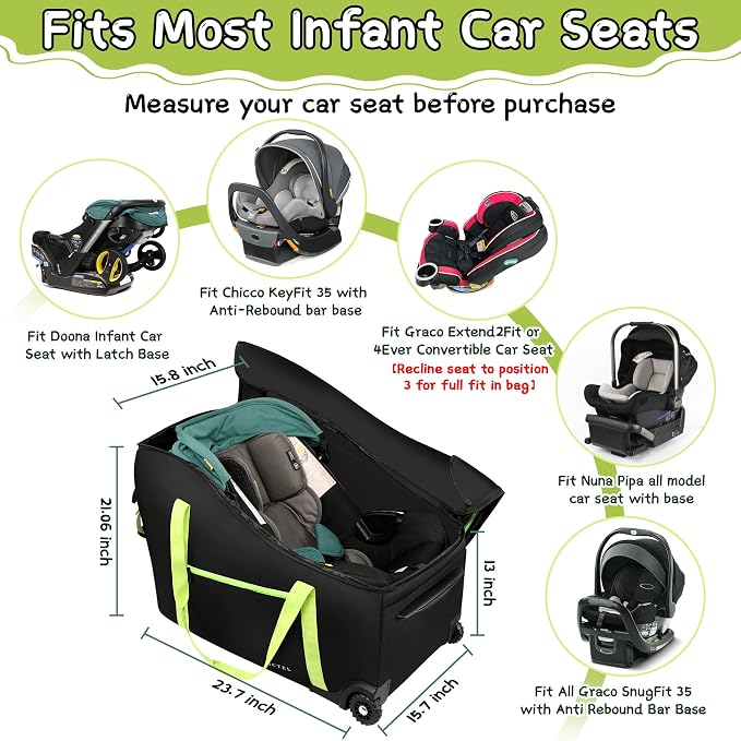 Baby Car Seat Travel Bag Fit Chicco Keyfit 35 and Anti-rebound Bar Base - Image 2