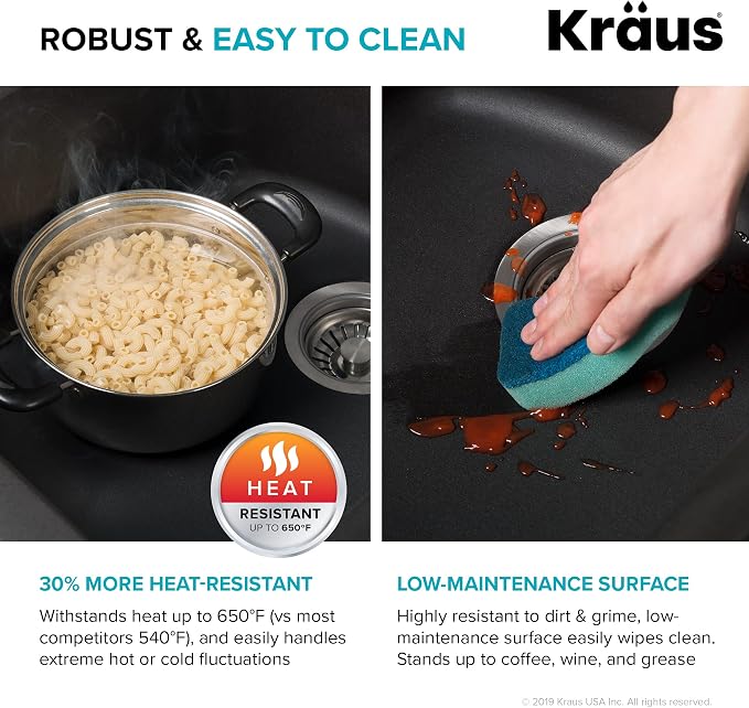 KRAUS Forteza 33-inch Drop In/Undermount 60/40 Double Bowl Granite Kitchen Sink - Image 9