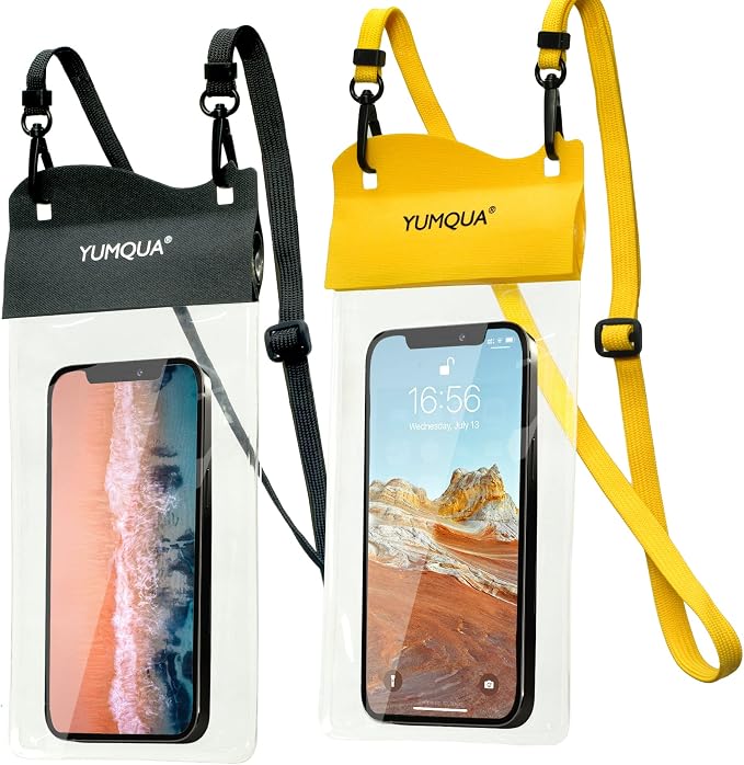 Large Waterproof Phone Pouch 2 Pack, IPX8 Waterproof Cell Phone Case Dry Bag by YUMQUA