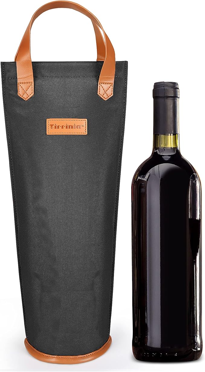 Tirrinia Single Wine Carrier Tote, Insulated Wine Cooler Bag by Tirrinia