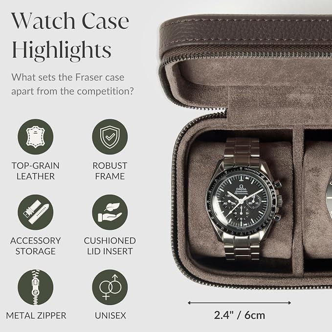 TAWBURY 3 Watch Case Top-Grain Genuine Leather Travel Case Roll - Image 5