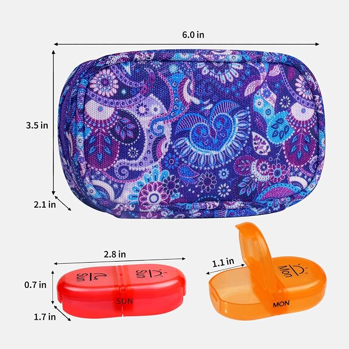 Serfeymi Weekly Travel Pill Organizer 2 Times A Day AM PM Upgraded Rainbow Pill - Image 2