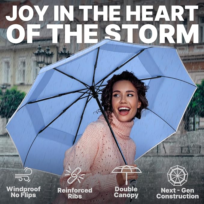 Royal Walk Windproof Folding Travel Umbrella Compact and Strong Luxurious Real - Image 4