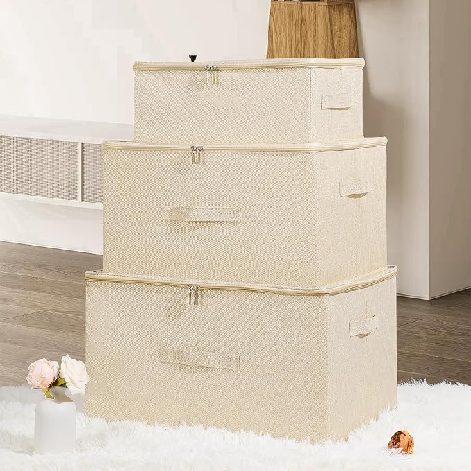 ANMINY 3PCS Storage Bins with Zipper Lids 51.9 Qt Lidded Fabric Storage Boxes - Image 7
