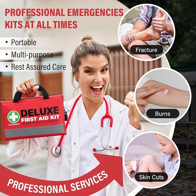 380 Pieces Deluxe First Aid Kit Compact Trauma Medical Kits - Image 2