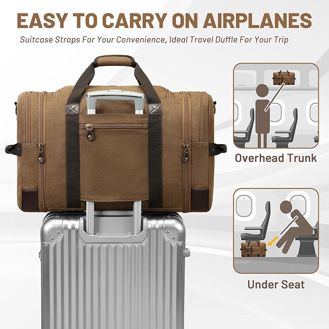 Travel Duffle Bag for Men, Heavy Duty Canvas Duffle Bag, Carryon Bags for - Image 6