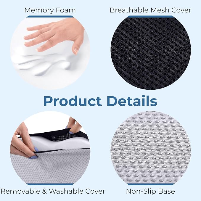 5 STARS UNITED Seat Cushion for Tailbone Pain Relief – Memory Foam Cushion for - Image 7