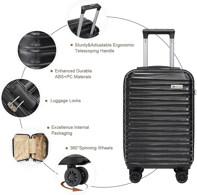 Luggage Set 3 Piece Luggage Set ABS hardshell Spinner Wheels Luggage Carry on - Image 2
