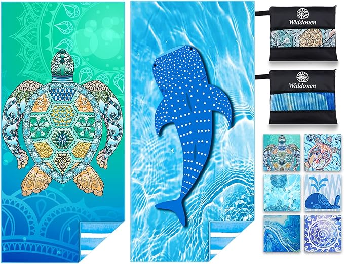 Microfiber Thin Lightweight Beach Towel Sand Free Quick Dry Absorbent Compact by WIDDONEN