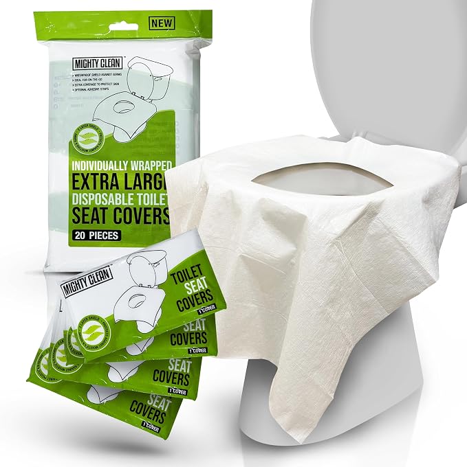 XL Disposable Toilet Seat Covers by Mighty Clean｜100% Waterproof ｜Individually by MightyClean