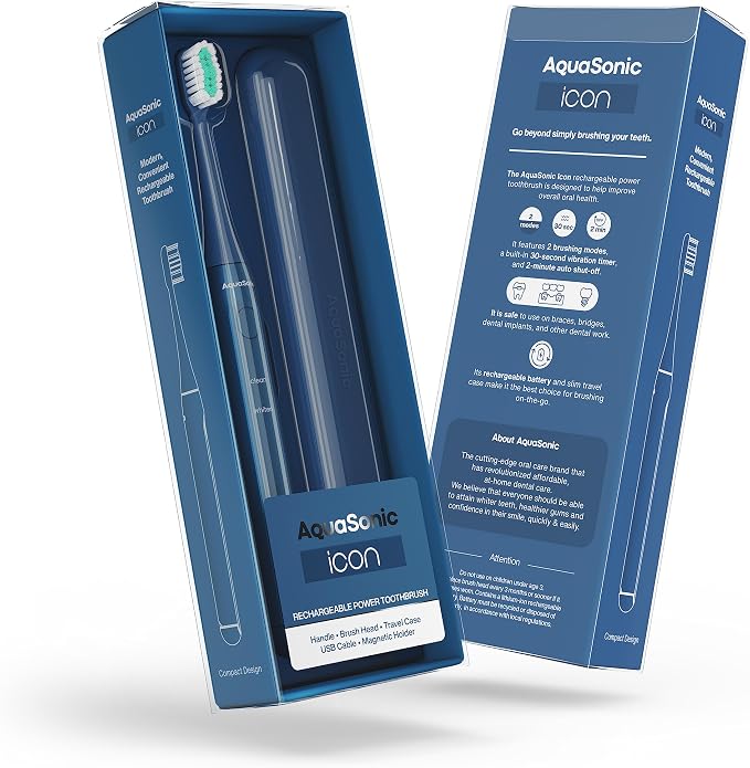 Aquasonic Icon ADA-Accepted Rechargeable Toothbrush | Magnetic Holder & Slim - Image 8