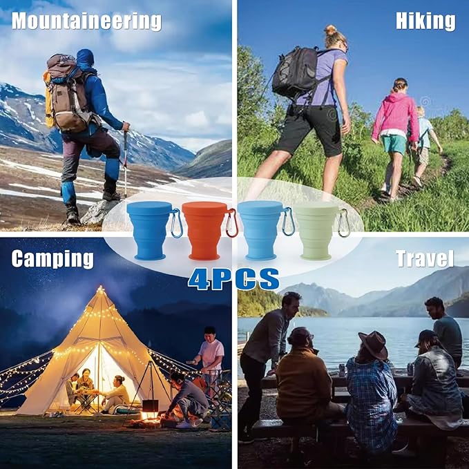 GUANCI Silicone Collapsible Travel Cup Set Silicone Folding Camping Cup - Image 2