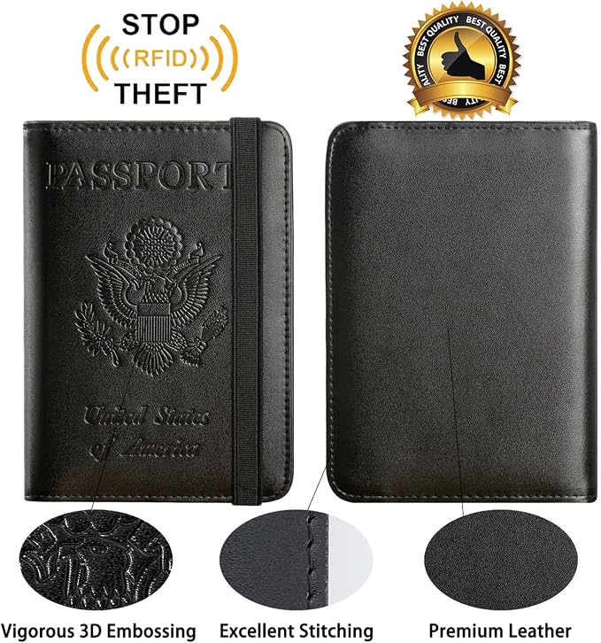 Passport Holder With Luggage Tag Travel Essentials Passport Cover Wallet RFID - Image 5