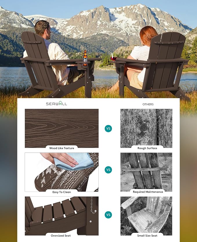 SERWALL Adirondack Chair with Cup Holders - Image 4