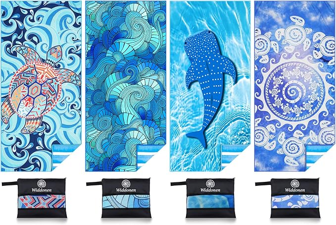 Microfiber Lightweight Beach Towel Sand Free Quick Dry Absorbent Thin Compact by WIDDONEN