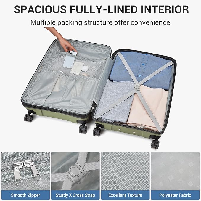 Kono 20 Inch Expandable Carry On Luggage - Image 7
