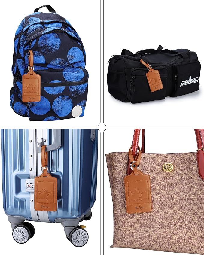 Teskyer Luggage Tags, 3 Pack Premium PU Leather Luggage Tags Privacy Protection - Image 6