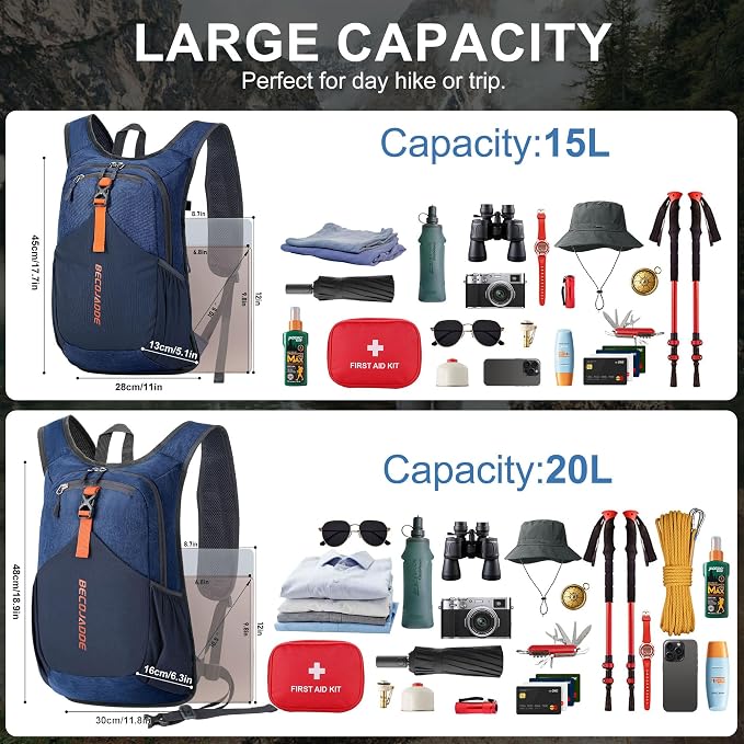 20L Small Hiking Backpack for Men Women Foldable Packable Back Pack Ultralight - Image 5