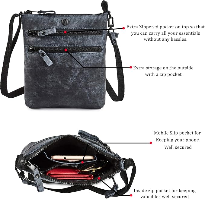 Crossbody Sling Bag for Women Small Real Leather Purse Vintage Travel Crossover - Image 2