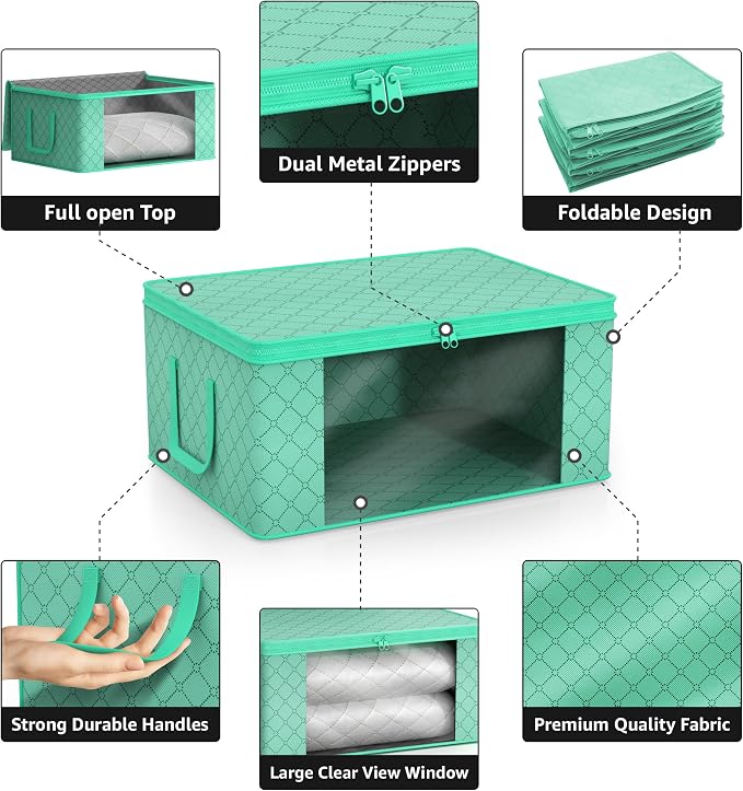 Sorbus Foldable Storage Bag Organizers, Large Clear Window & Carry Handles - Image 5