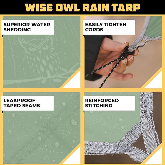 Wise Owl Outfitters Hammock Rain Fly – Waterproof Camping Tarp Cover - Image 3