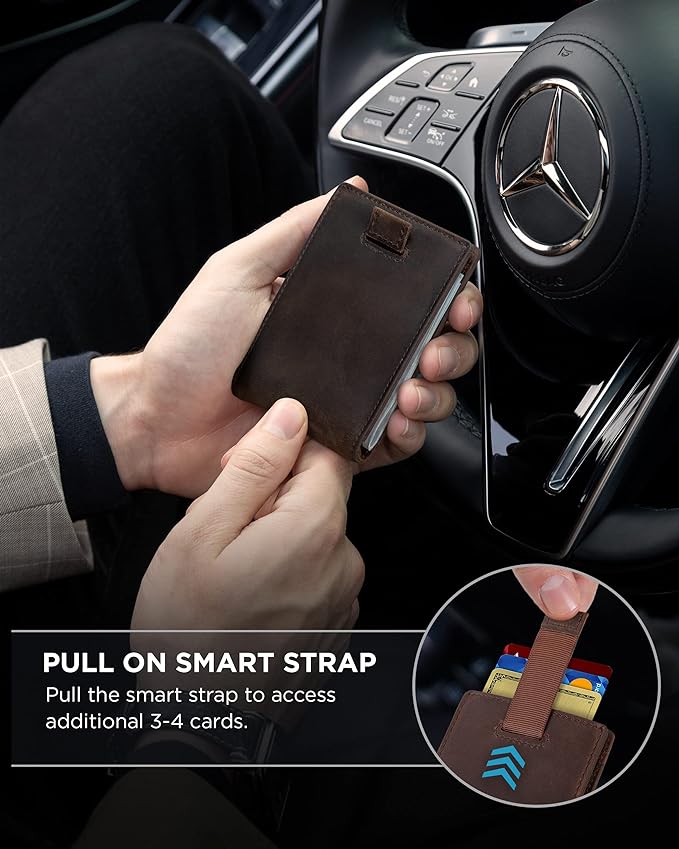 SERMAN BRANDS RFID Blocking Slim Bifold Genuine Leather Minimalist Front Pocket - Image 5