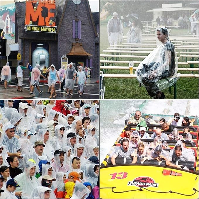 Rain Ponchos, with Drawstring Hood （10 Pack） Emergency Disposable Rain Ponchos - Image 4
