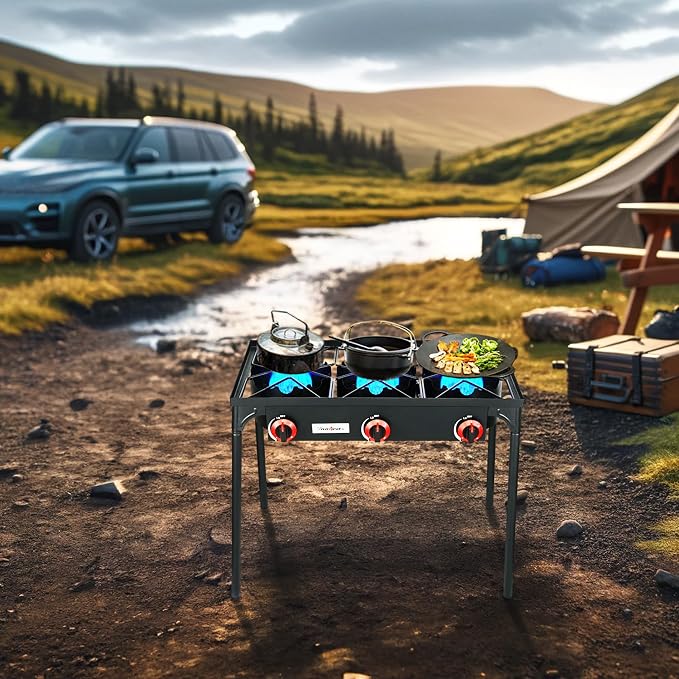 Vivicreate 3 Burner High pressure Propane Stove, 28 Inch Tall Camping Stove - Image 4