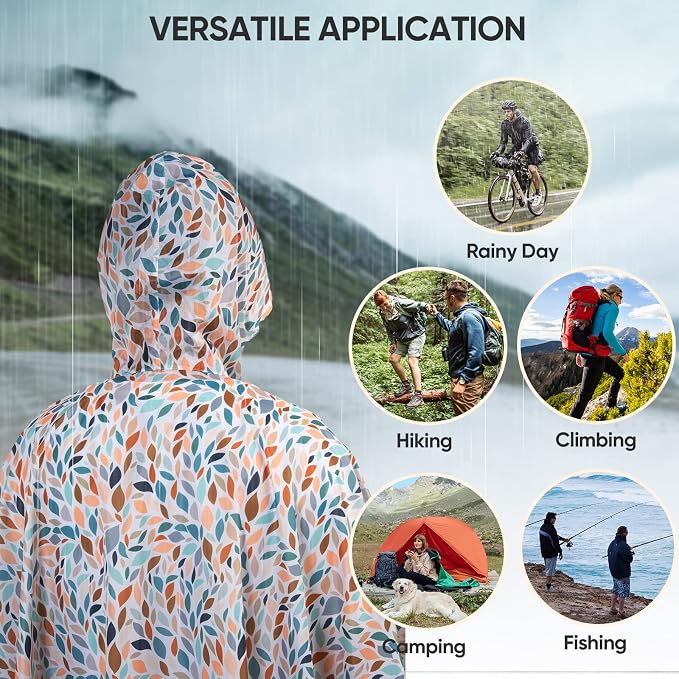 PTEROMY Hooded Rain Poncho for Adult - Image 6