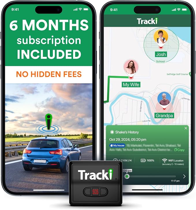 Tracki GPS Tracker for Vehicles, Kids. Subscription Needed. US-Made Tech. 4G by Tracki