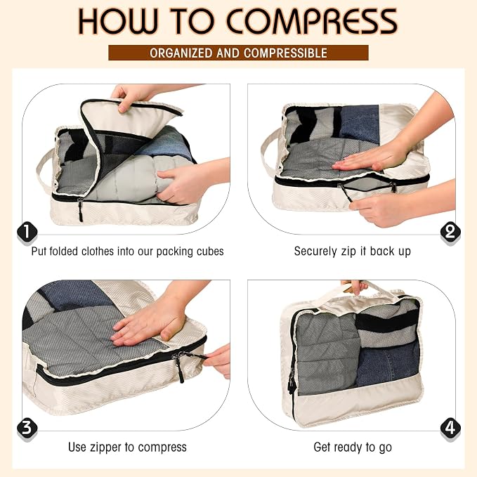 5 Pcs Packing Cubes for Suitcase Large Travel Cubes Carry on Luggage Organizer - Image 4