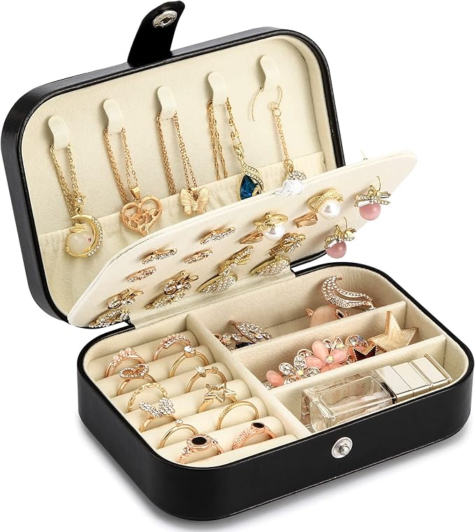 Travel Jewelry Box, PU leather Small Jewelry Organizer by XZUZ