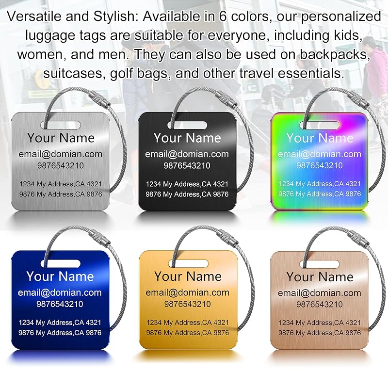 Stainless Steel Personalized Luggage Tags - Image 2