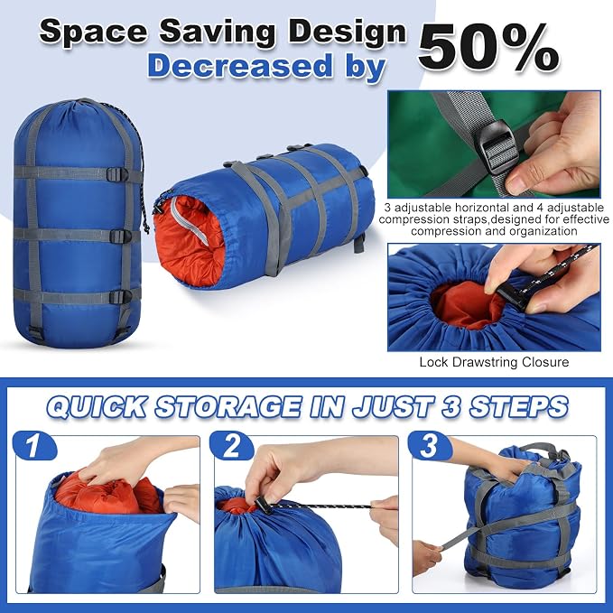 5 Pack Compression Stuff Sack 5 Assorted Size Sleeping Bag Stuff Sack - Image 4