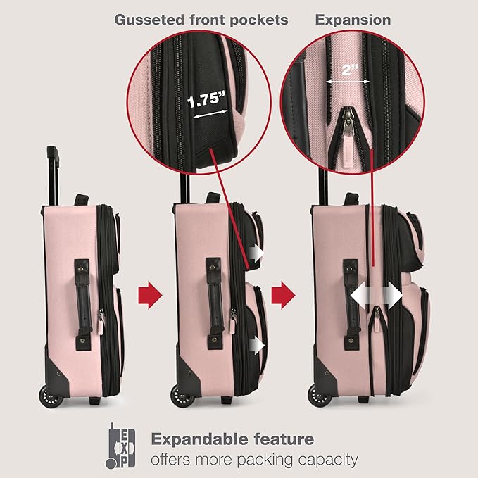 U.S. Traveler Rio Fabric Expandable Carry-on Luggage, Rolling Suitcase - Image 6