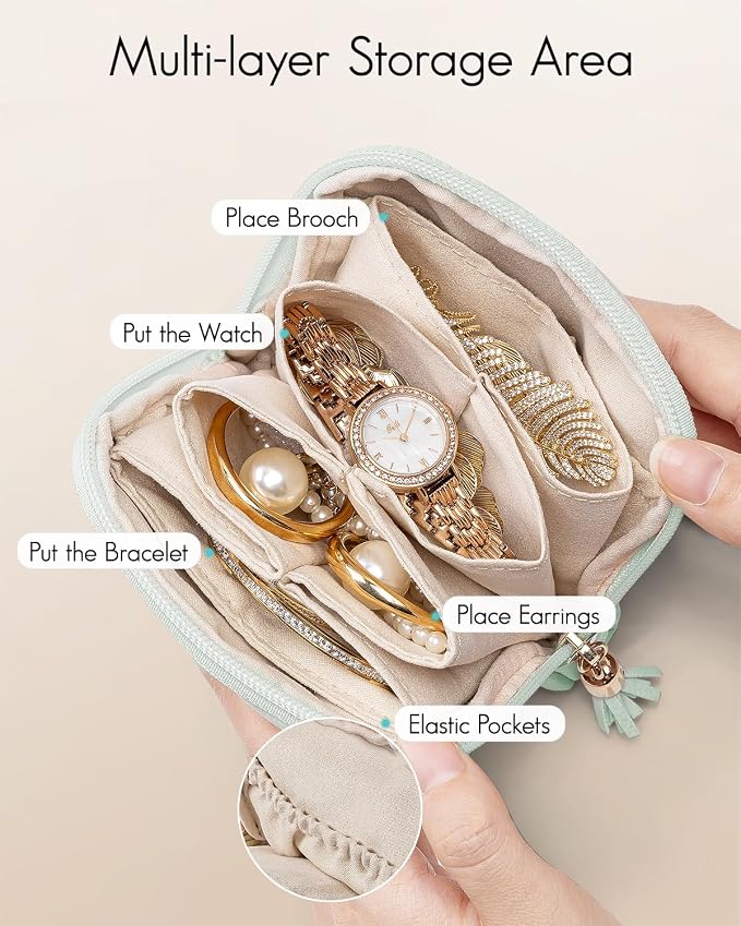 Vlando Small Jewelry Travel Case, Jewelry Pouch Bags - Image 2