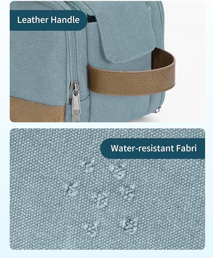 WANDF Toiletry Bag for Men Travel Toiletry Organizer Canvas and Leather Dopp - Image 8