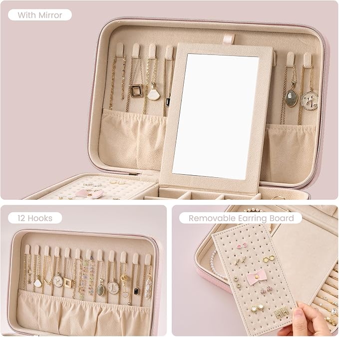 Lolalet Travel Jewelry Case for Women Girls, Travel Jewelry Organizer Box - Image 5