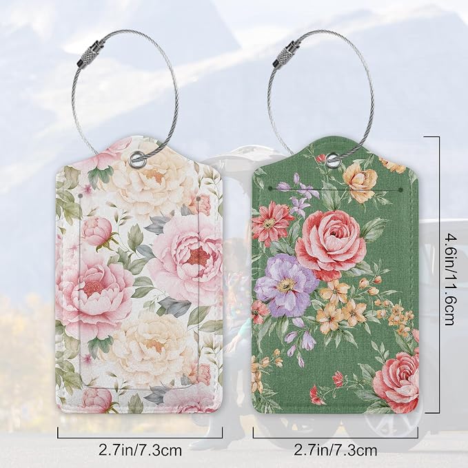 Vintage Beautiful Floral 2 Pack Luggage Tag - Image 2