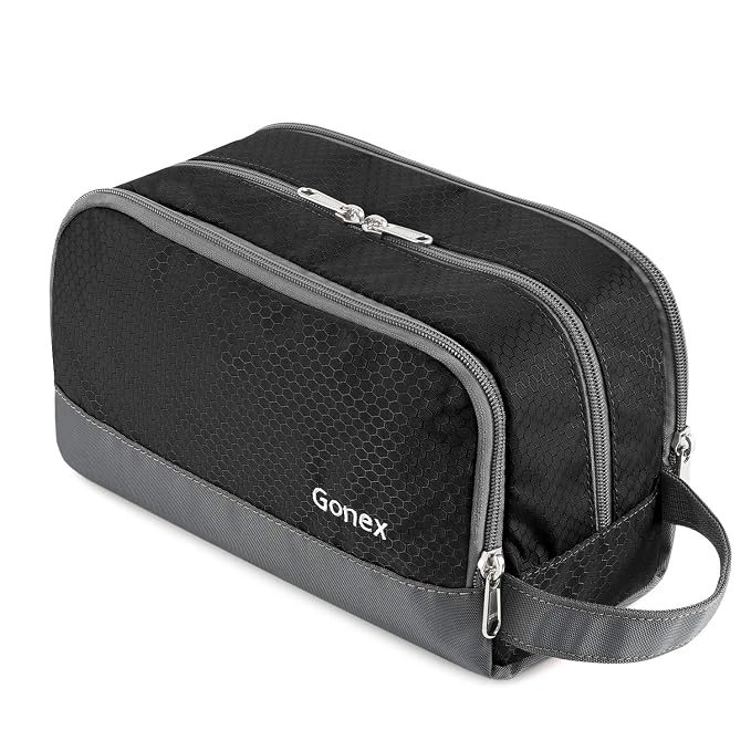 Gonex Travel Toiletry Bag Nylon, Dopp Kit Shaving Bag Toiletry Organizer Black by Gonex