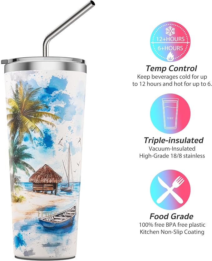 THILY Vacuum Insulated Stainless Steel Tumbler Travel Mug 26 oz Coffee Cup - Image 3