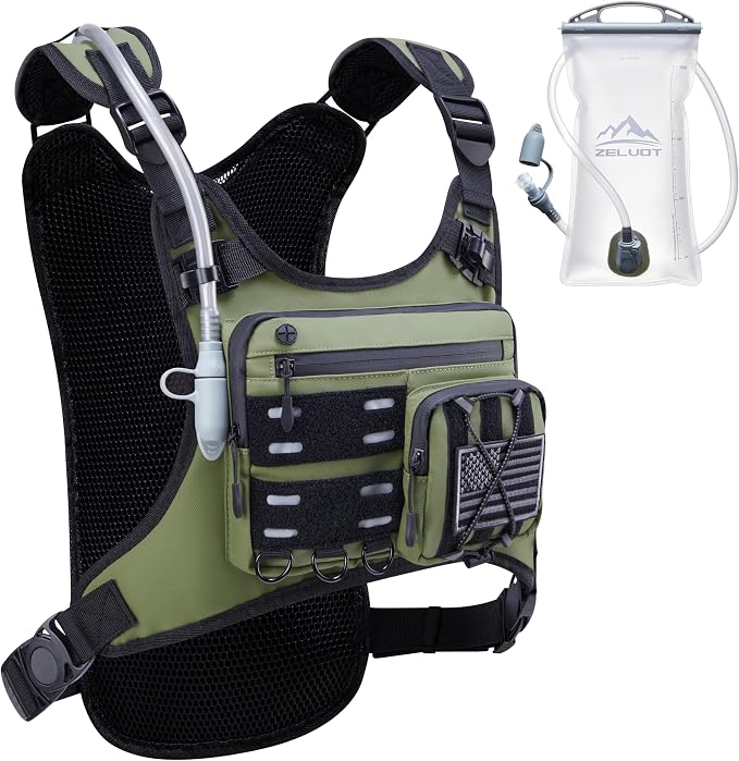 Running Vest with 2L Water Bladder, USA Original Patent, Lightweight Adjustable by Zelvot
