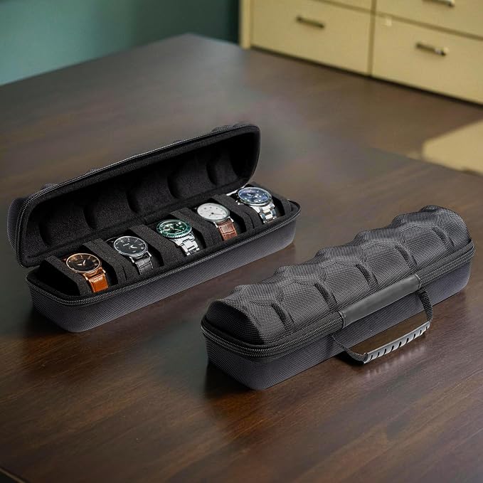 Hard Watch Travel Case, 5 slot Watch Roll Case Storage and Organizer - Image 4
