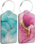 Set of 2 Pink Gold Abstract Marble Luggage Tags by DEMACYA
