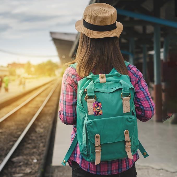 Retro Neon Treble Clef Pop Art PU Leather Luggage Tags - Image 6