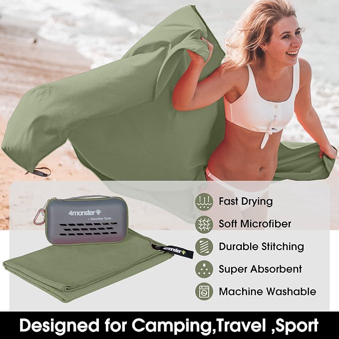 4Monster Camping Towels Super Absorbent, Fast Drying Microfiber Travel Towel - Image 2