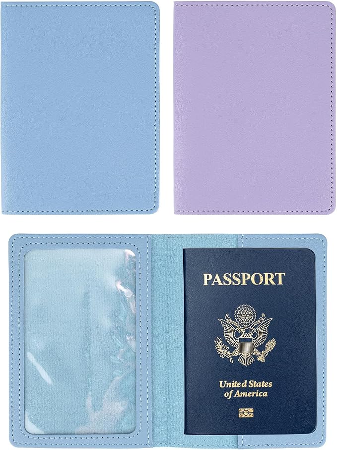 2 Pack Passport covers and Vaccine Card Holder PU Leather Passport Wallet by Unknown