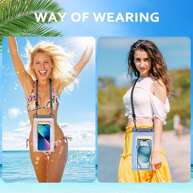 2 Pack Large Waterproof Phone Pouch, IPX8 Double Sealing Floating Waterproof Bag - Image 7